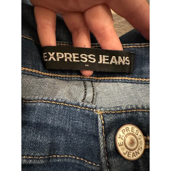 Express Jeans Women's Blue Solid Leggings Mid Rise Stretch Skinny Jeans Size 12R - Picture 4 of 4